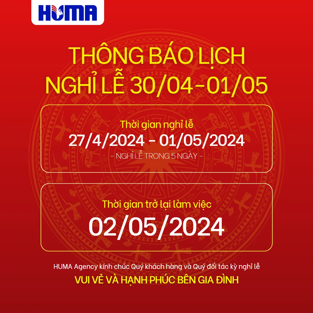 thông báo nghỉ lễ 30/4 1/5